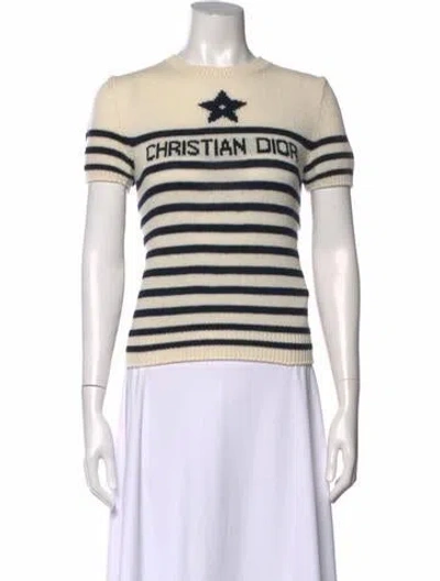 Pre-owned Dior Cashmere Striped Sweater In Neutral