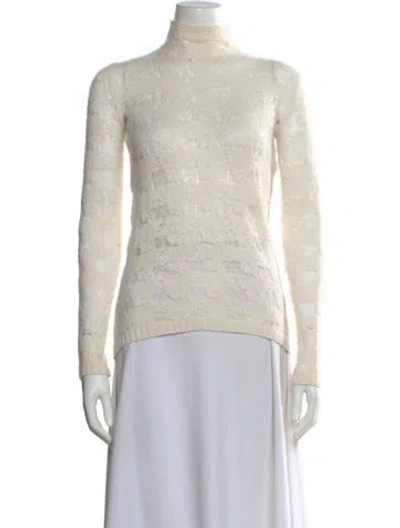 Pre-owned Dior Cashmere Turtleneck Sweater In White