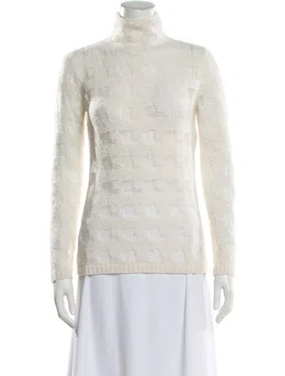 Pre-owned Dior Cashmere Turtleneck Sweater In White