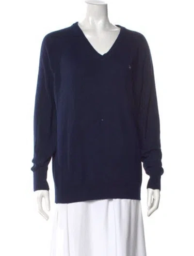 Pre-owned Dior Cashmere V-neck Sweater In Blue