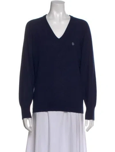 Pre-owned Dior Cashmere V-neck Sweater In Blue