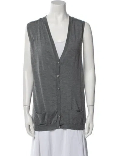 Pre-owned Dior Cashmere V-neck Sweater In Gray