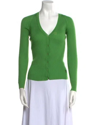 Pre-owned Dior Cashmere V-neck Sweater In Green