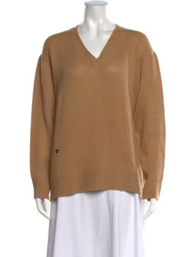 Pre-owned Dior Cashmere V-neck Sweater In Neutrals