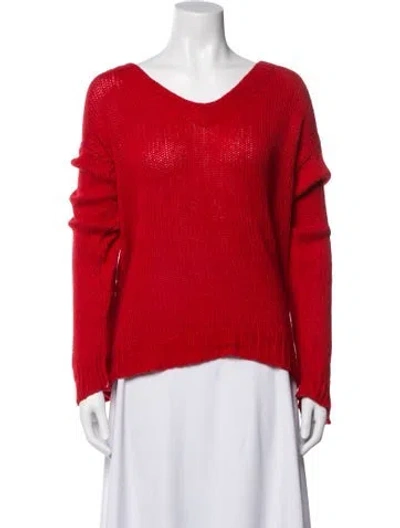 Pre-owned Dior Cashmere V-neck Sweater In Red