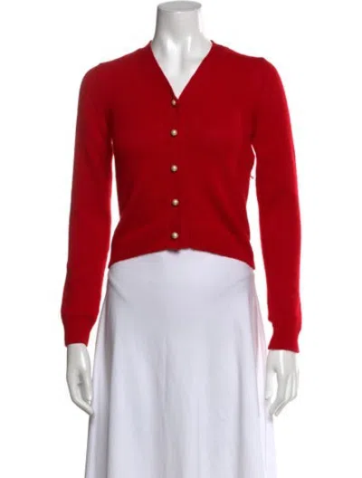 Pre-owned Dior Cashmere V-neck Sweater In Red
