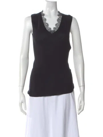 Pre-owned Dior Cashmere V-neck Top In Black