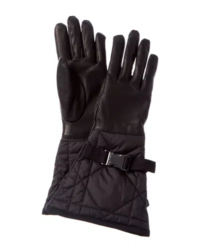 Dior Cashmere-lined Leather Gloves In Black