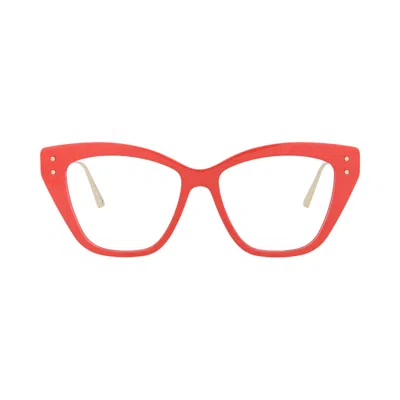 Pre-owned Dior Cat Eye Optical Glasses 'red/silver/transparent' | Women's Size Onesize