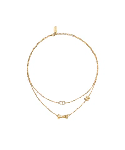 Dior Cd Bow Necklace In Gold