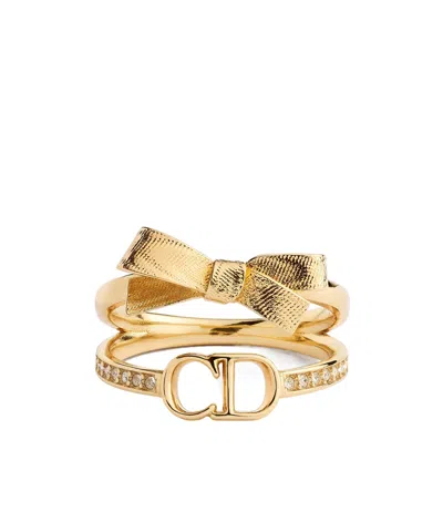 Dior Cd Bow Ring In Yellow