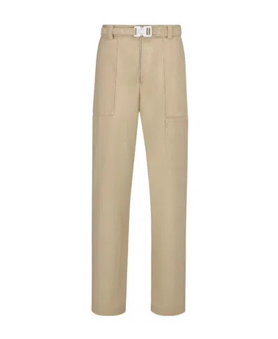 Dior Cargo Pants With 'cd' Buckle Belt In Nude