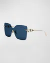 Dior Cd Chain M1u Mask Sunglasses, 140mm In Gold/blue Solid