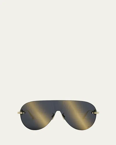 Dior Cd Chain M2u Sunglasses In Shiny Gold Dh/brown Mirror