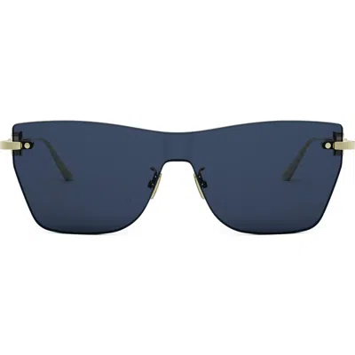 Dior Cd Chain M3u 143mm Rimless Butterfly Sunglasses In Shiny Gold Dh/blue