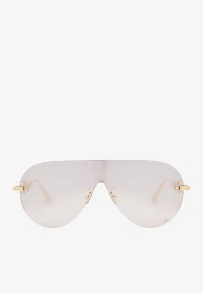Dior Cd Chain Mask Sunglasses In Gold