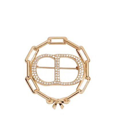 Dior Cd Circle Chain Brooch In Yellow