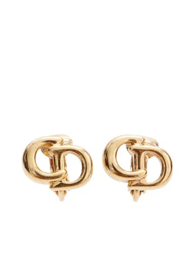 Pre-owned Dior Cd Clip-on Earrings In Gold
