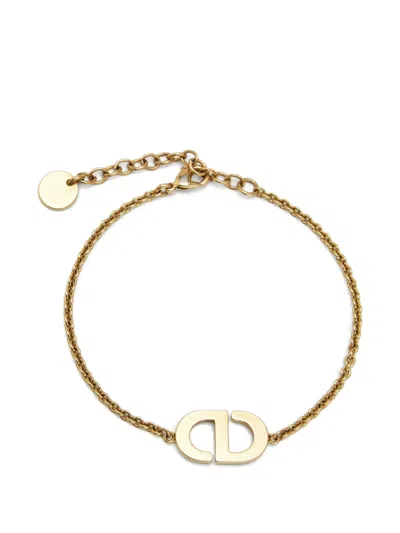 Pre-owned Dior Cd Crystal Bracelet In Gold