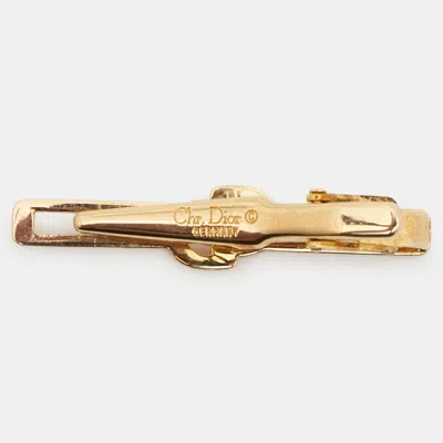 Pre-owned Dior Cd Crystals Gold Tone Tie Pin