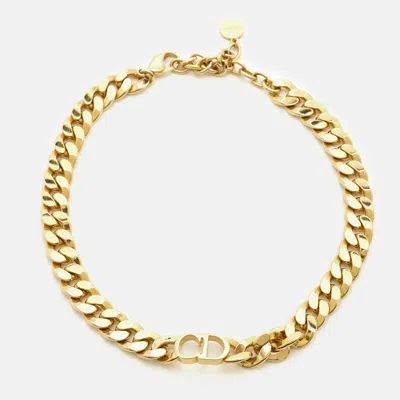 Pre-owned Dior Cd Danseuse Etoile Gold Tone Choker Necklace