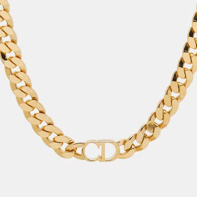 Pre-owned Dior Cd Danseuse Etoile Gold Tone Choker Necklace