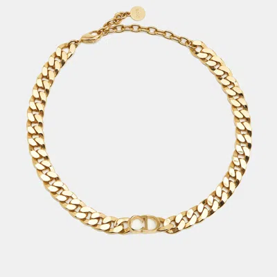 Pre-owned Dior Cd Danseuse Etoile Gold Tone Choker Necklace