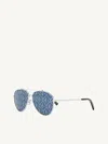 Dior Cd Link A1u Round-frame Silver-tone Mirrored Sunglasses In Blue