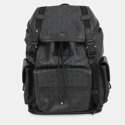 Pre-owned Dior Cd Diamond Hit The Road Backpack Black Pvc Leather