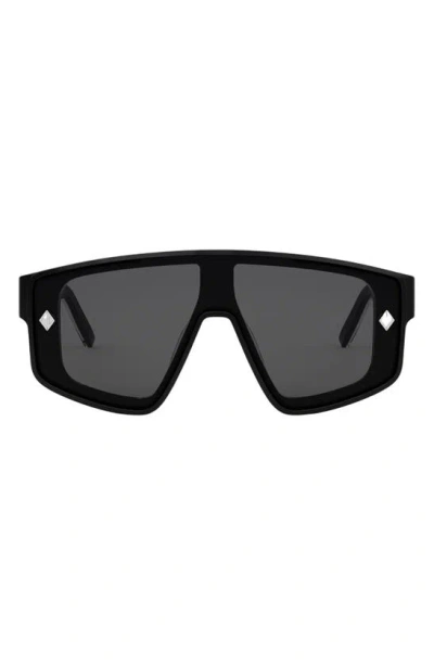 Dior Cd Diamond M1u Mask Sunglasses In Shiny Black / Smoke