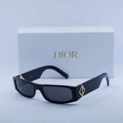 Pre-owned Dior Cd Diamond S1i 10a0 Shiny Black/dark Grey 56-15-140 Sunglasses Authe... In Gray