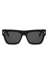 Dior Cd Diamond S8i 55mm Square Sunglasses In Black/ Other / Smoke