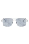 Dior Cd Diamond S9u 58mm Navigator Sunglasses In Shiny Palladium/blu Mirror