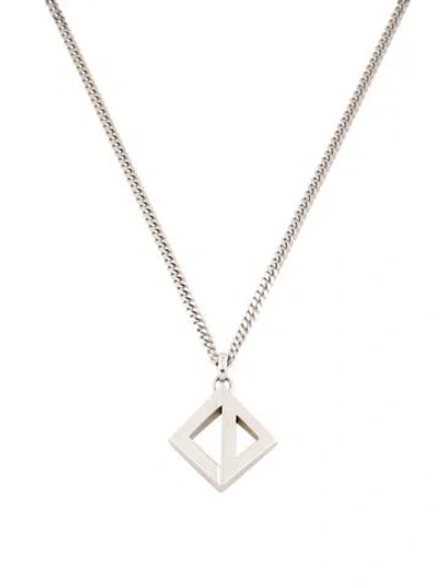 Pre-owned Dior Cd Diamond Shape Pendant Necklace, 22" In Multicolor