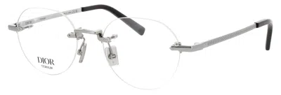 Dior Cd Diamondo Metal Eyeglasses 50-19-145 For Men In 016 - Shiny Palladium / Demo
