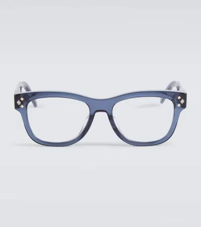 Dior Eckige Brille In Shiny Black  / Smoke Mirror