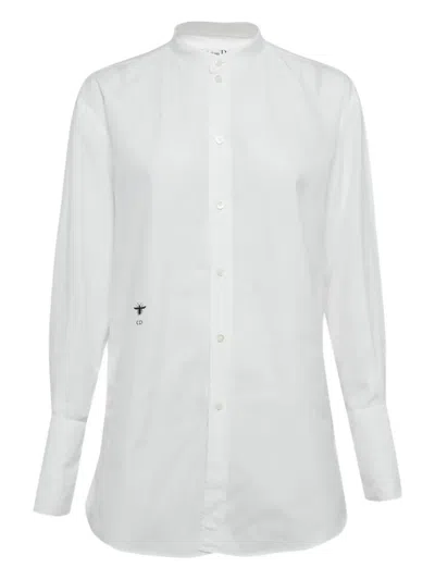 Pre-owned Dior Cd Embroidered Poplin Shirt In White