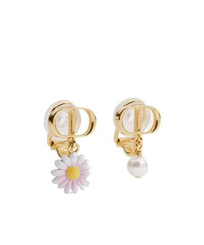 Dior Cd Garden Clip-on Earrings In Gold