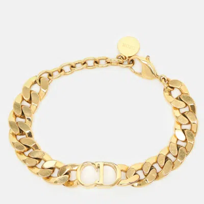 Pre-owned Dior Cd Gold Tone Chain Link Bracelet