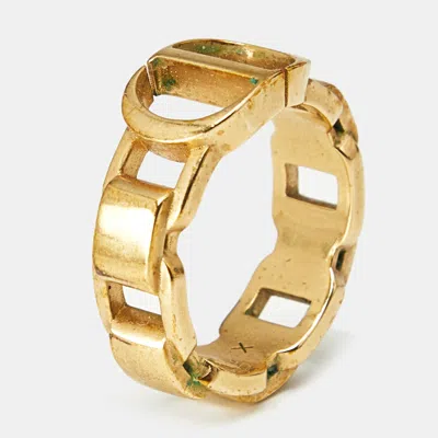 Pre-owned Dior Cd Gold Tone Ring Size 56