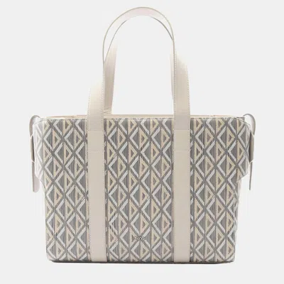 Pre-owned Dior Cd Grey Coated Canvas Corolle Tote In Gray