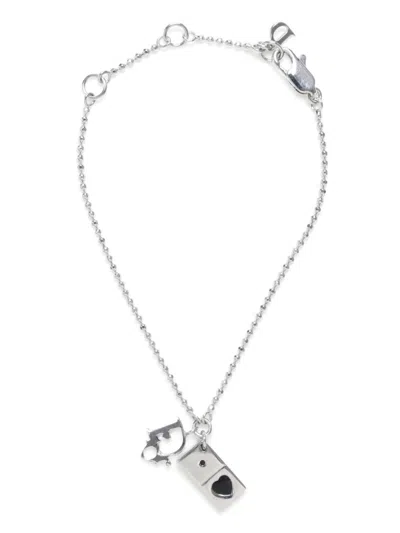 Pre-owned Dior Cd Heart Bracelet In Silver