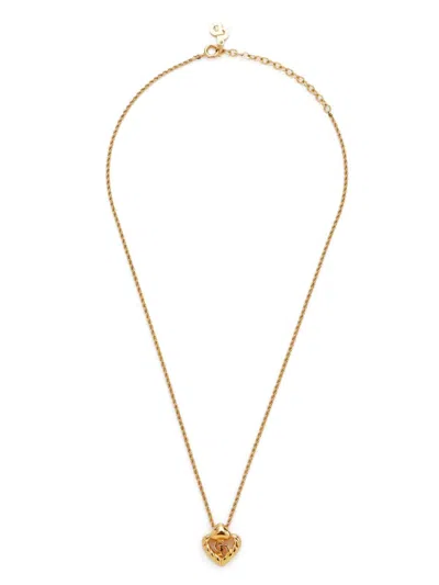 Pre-owned Dior Cd Heart Necklace In Gold