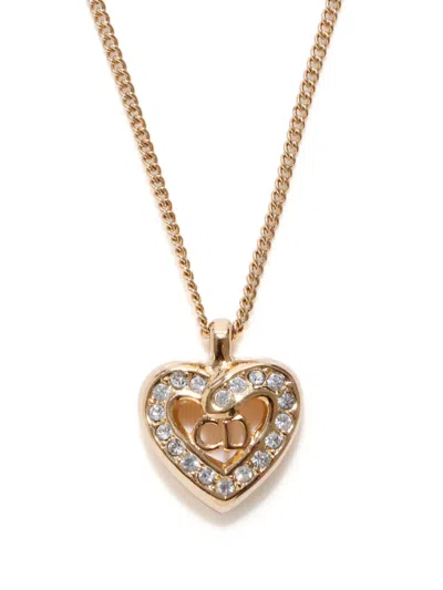 Pre-owned Dior Cd Heart-pendant Necklace In Gold