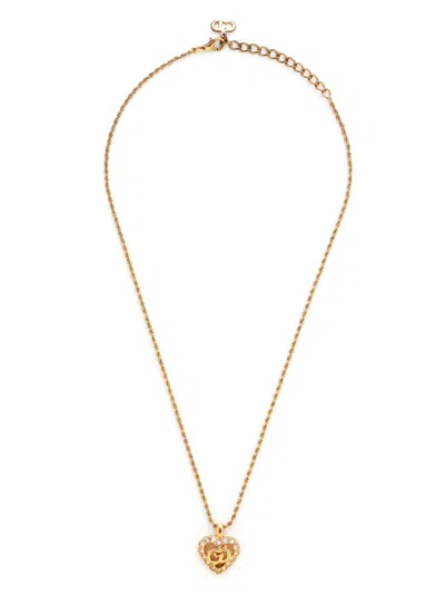 Pre-owned Dior Cd Heart-pendant Necklace In Gold