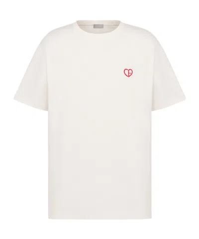 Dior Cd Heart-shaped Loose T-shirt In White