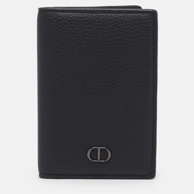 Pre-owned Dior Cd Icon Black Leather Bifold Card Holder
