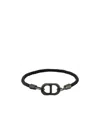 Dior Cd Icon Braided Leather Bracelet In Black