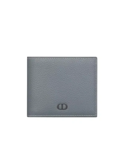 Dior Cd Icon Double Fold Wallet In Gray