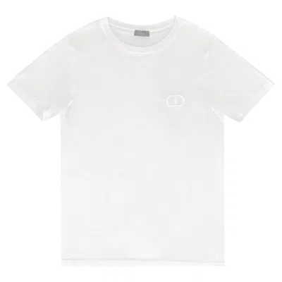 Pre-owned Dior 'cd Icon' Embroidered Cotton T-shirt In Gray